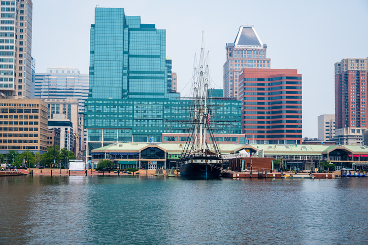 Baltimore Waterfront Ship and Skyline