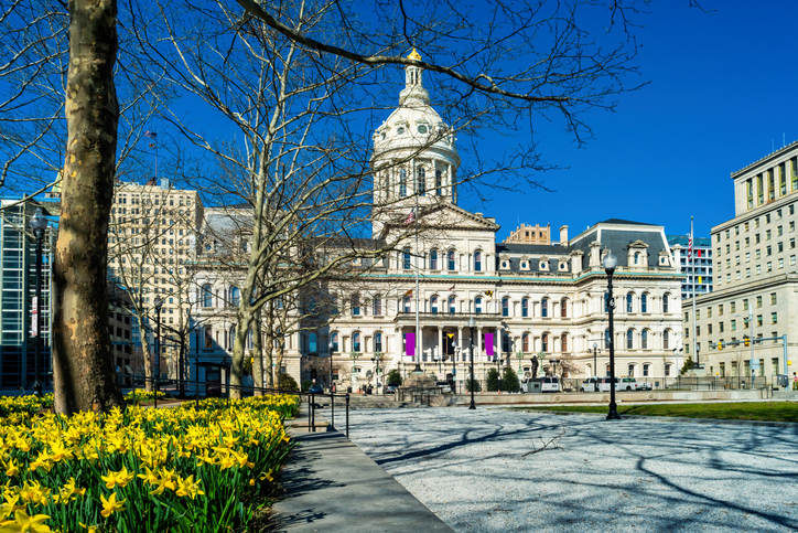 Baltimore City Hall Maryland Flowers USA