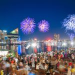 4th of July fireworks in Inner Harbor, Baltimore, USA