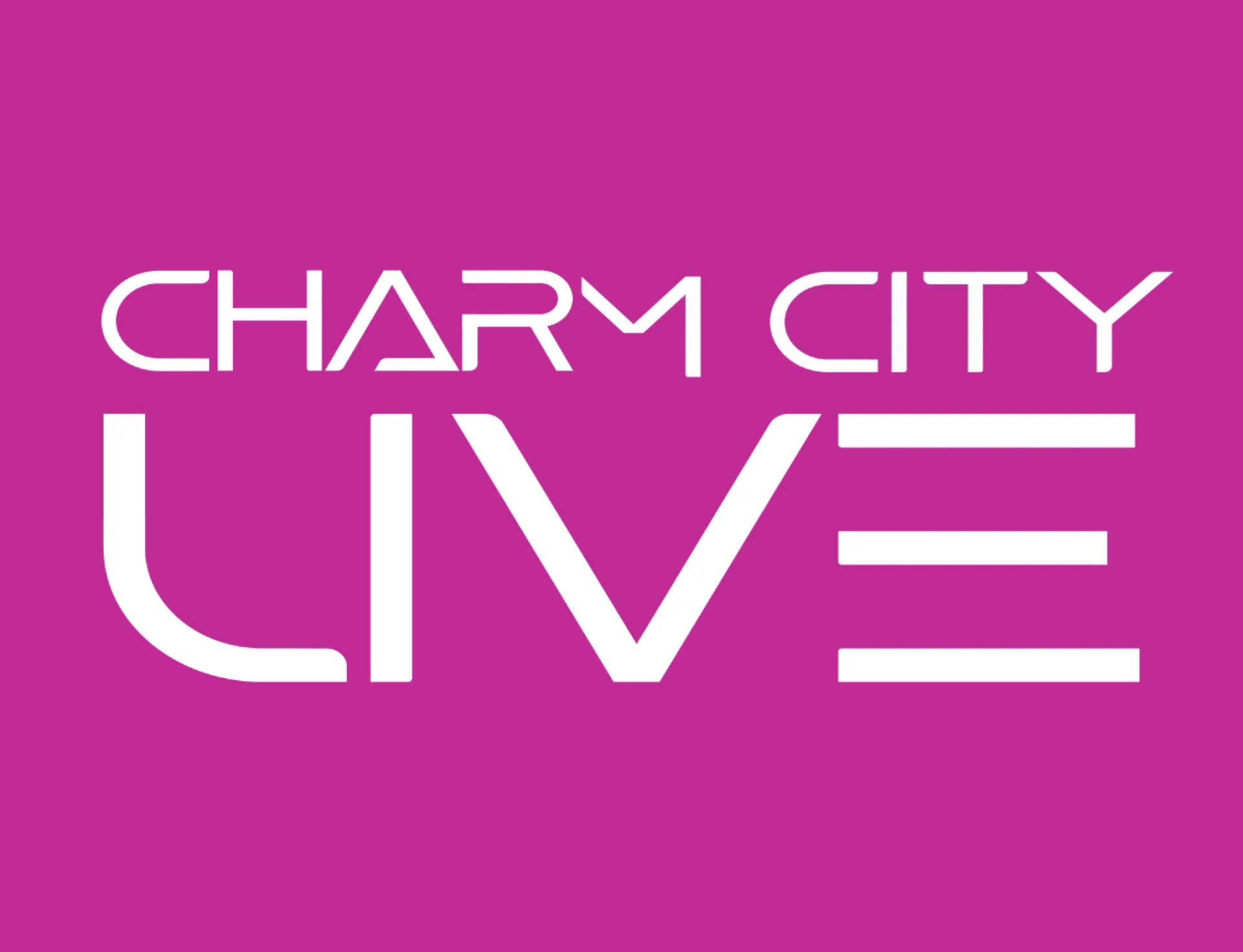 Charm City Live logo on a vibrant pink background